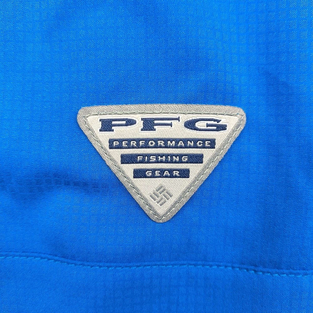 Columbia PFG Mens Large Blue Long Sleeve Fishing Shirt Omni-Shade Vented Ripstop - Picture 12 of 13